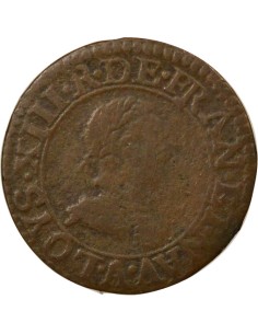 Louis XIII 1er Type 1 double tournois Cuivre 1616 A - Paris 2