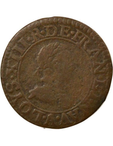 Louis XIII 1er Type 1 double tournois Cuivre 1616 A - Paris
