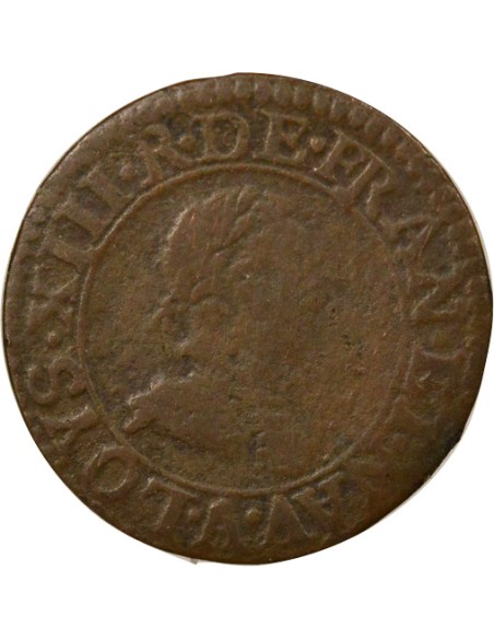 Louis XIII 1er Type 1 double tournois Cuivre 1616 A - Paris