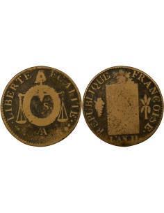 Louis XVI A la Balance 1 sol Métal de Cloche An II AA Metz