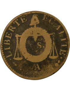 Louis XVI A la Balance 1 sol Métal de Cloche An II AA Metz 2