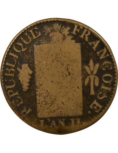 Louis XVI A la Balance 1 sol Métal de Cloche An II AA Metz