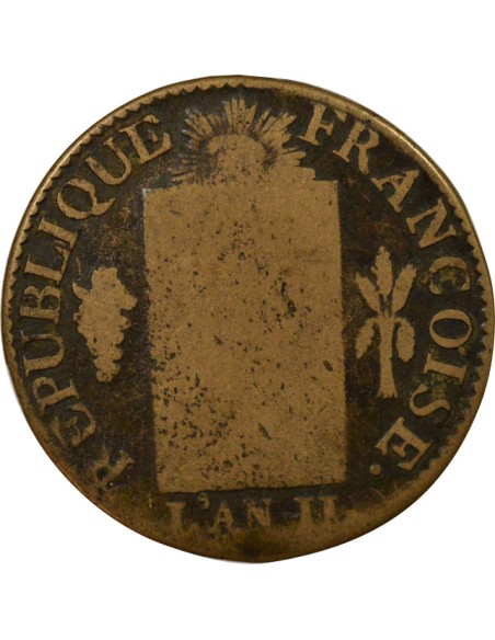 Louis XVI A la Balance 1 sol Métal de Cloche An II AA Metz