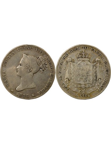 Duché de Parme et Plaisance Marie-Louise d'Autriche 5 lire Argent 1815 M Milan