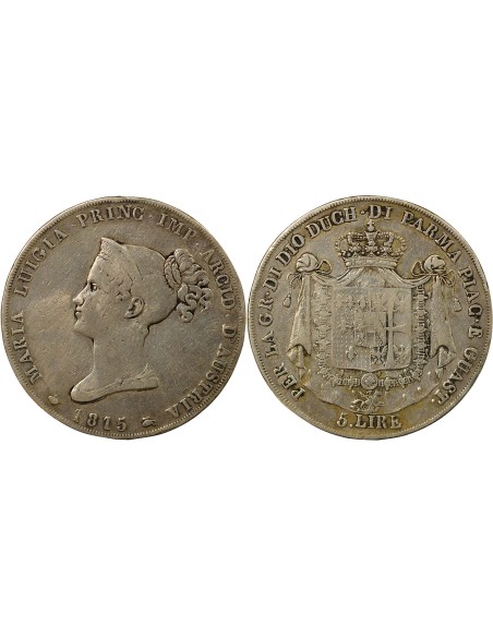 Duché de Parme et Plaisance Marie-Louise d'Autriche 5 lire Argent 1815 M Milan