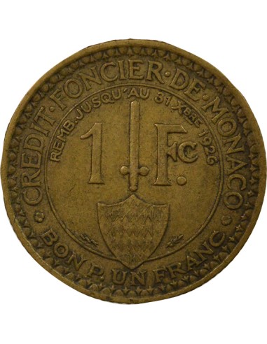 Monaco Hercule 1 franc Cupronickel 1924 (p) Poissy