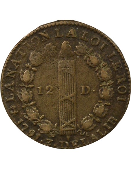 Louis XVI Au Faisceau 12 denier Cuivre 1791 A - Paris