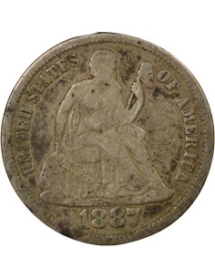 USA Seated Liberty 1 dime Argent 1887 S San Francisco 2