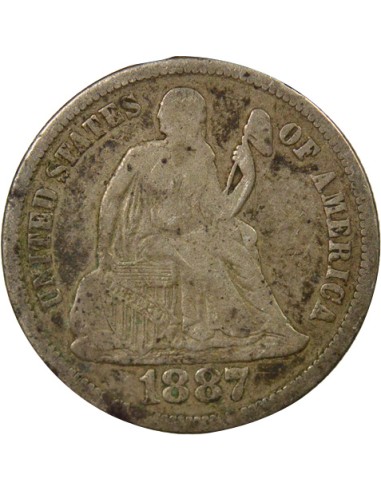 USA Seated Liberty 1 dime Argent 1887 S San Francisco