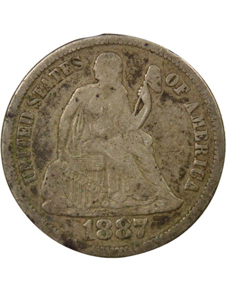 USA Seated Liberty 1 dime Argent 1887 S San Francisco