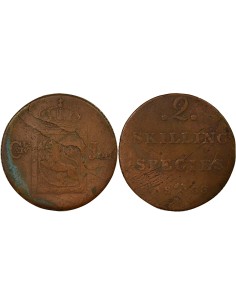 Norvège Karl XIV Johan 2 skilling Cuivre 1833 Kongsberg