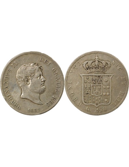 Naples et Sicile Ferdinand II des Deux-Siciles 120 grana Argent 1857 Naples