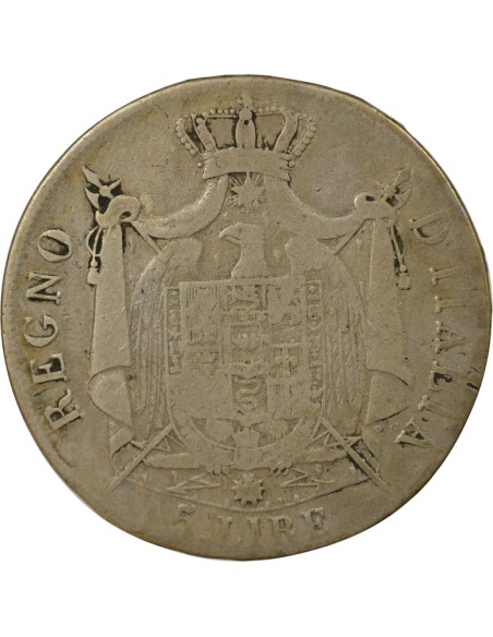 Roi d'Italie 5 lire Argent 1808 M Milan