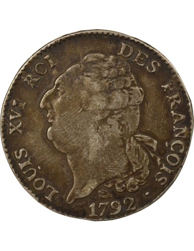 Louis XVI Au Génie 1 ecu Argent 1792 M Toulouse