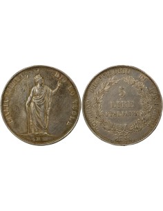 Royaume de Lombardie Gouvernement Provisoire 5 lire Argent 1848 M Milan