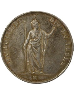 Royaume de Lombardie Gouvernement Provisoire 5 lire Argent 1848 M Milan 2
