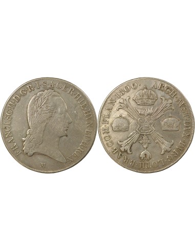 Pays-Bas Autrichiens François II du Saint-Empire Aux Couronnes 1 thaler Argent 1800 M Milan