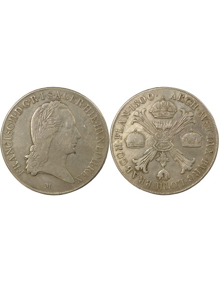 Pays-Bas Autrichiens François II du Saint-Empire Aux Couronnes 1 thaler Argent 1800 M Milan