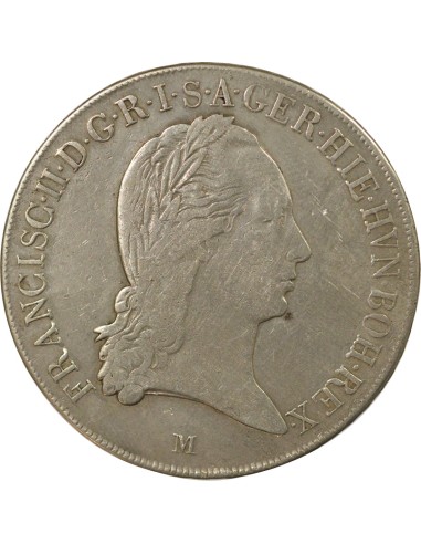 Pays-Bas Autrichiens François II du Saint-Empire Aux Couronnes 1 thaler Argent 1800 M Milan