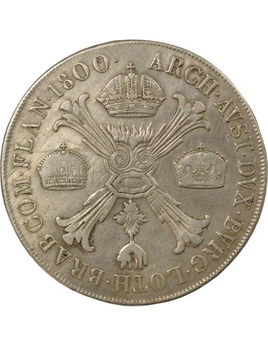 Pays-Bas Autrichiens François II du Saint-Empire Aux Couronnes 1 thaler Argent 1800 M Milan