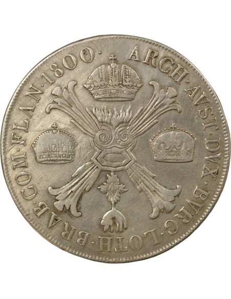 Pays-Bas Autrichiens François II du Saint-Empire Aux Couronnes 1 thaler Argent 1800 M Milan