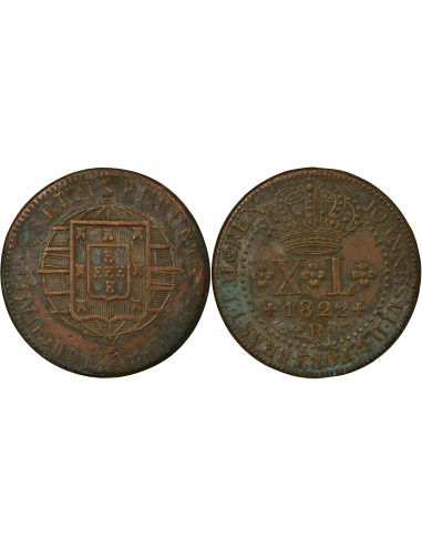 Brésil Jean VI du Portugal 40 reis Cuivre 1822 R Rio de Janeiro