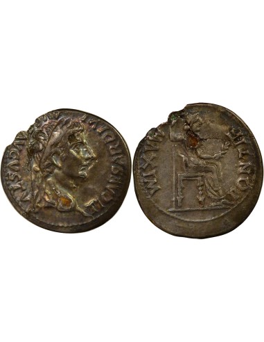 Rome Empire Tibère Pax 1 denier Cuivre plaqué Argent