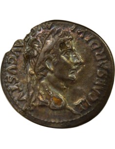 Rome Empire Tibère Pax 1 denier Cuivre plaqué Argent 2