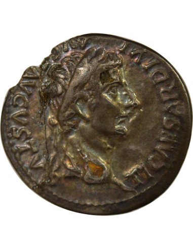 Rome Empire Tibère Pax 1 denier Cuivre plaqué Argent