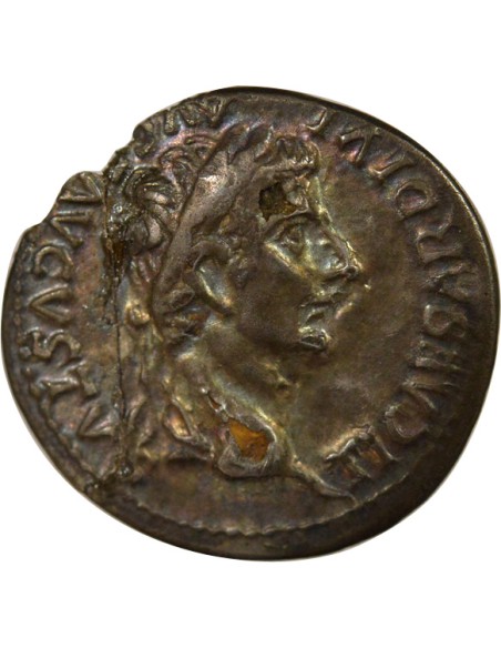 Rome Empire Tibère Pax 1 denier Cuivre plaqué Argent