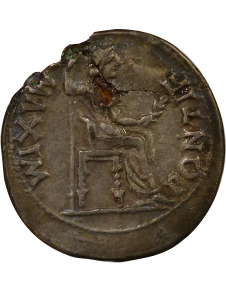 Rome Empire Tibère Pax 1 denier Cuivre plaqué Argent
