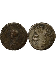 Rome Empire Néron Instruments sacerdotaux 1 denier Cuivre plaqué Argent