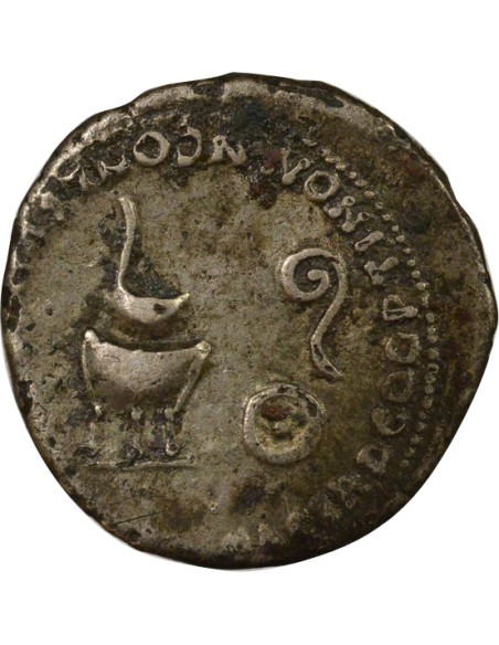 Rome Empire Néron Instruments sacerdotaux 1 denier Cuivre plaqué Argent