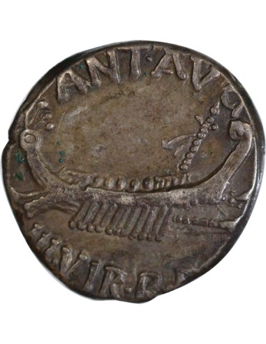 République Romaine Marc Antoine Chef militaire romain IIIe Légion 1 denier Argent 32 / 31 Av JC Patras