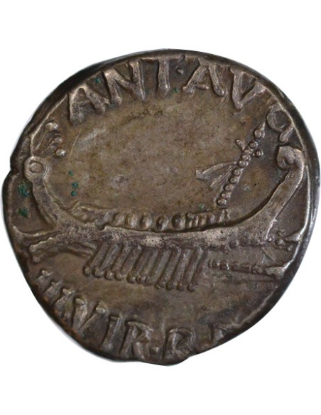 République Romaine Marc Antoine Chef militaire romain IIIe Légion 1 denier Argent 32 / 31 Av JC Patras