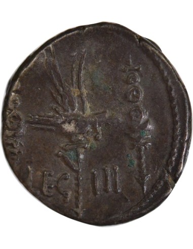 République Romaine Marc Antoine Chef militaire romain IIIe Légion 1 denier Argent 32 / 31 Av JC Patras