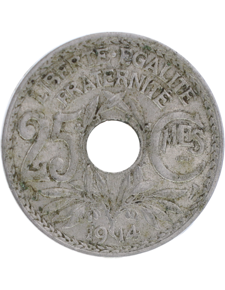 France 25 Centimes, Lindauer - 1914 - Cmes soulignés