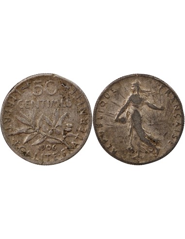 France SEMEUSE - 50 CENTIMES ARGENT 1906