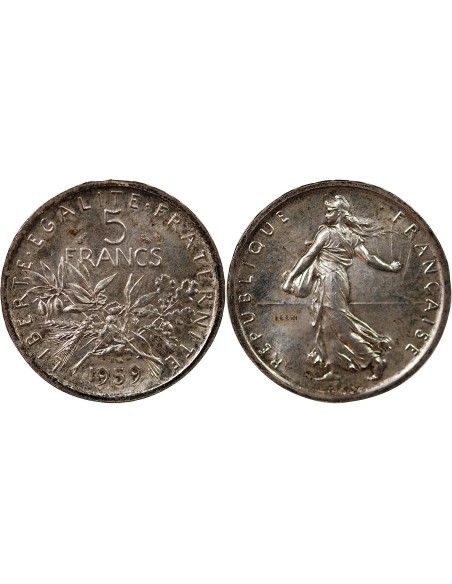 France France - 5 Francs Semeuse Argent 1959 - Essai, grand 5