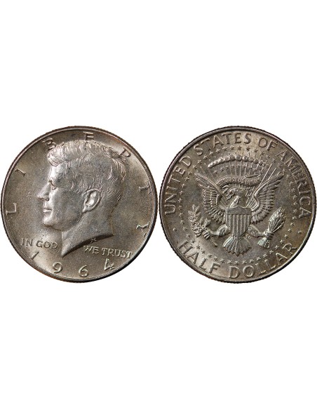 Etats Unis d'Amérique 1/2 Dollar Argent, Kennedy - 1964