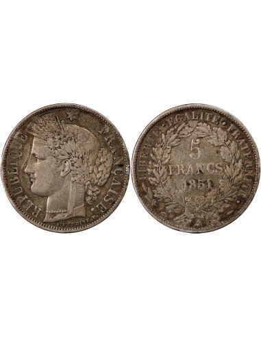 France 5 Francs 1849-1851 - Ateliers variés - Cérès - IIème République