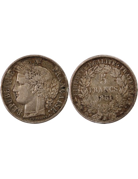 France 5 Francs 1849-1851 - Ateliers variés - Cérès - IIème République