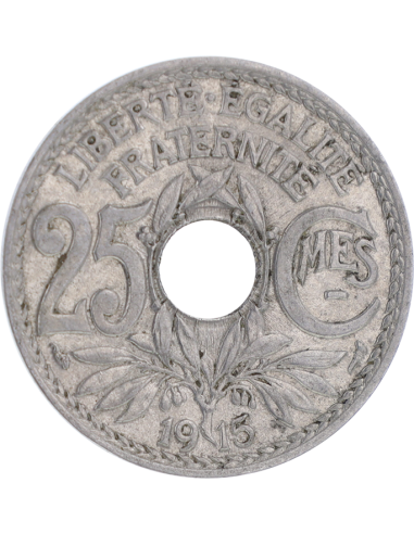 France 25 Centimes, Lindauer - 1915 - Cmes soulignés