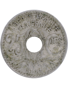 France 25 Centimes, Lindauer - 1914 - Cmes soulignés