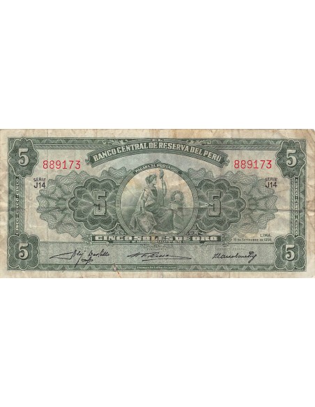 Pérou 5 soles 1954