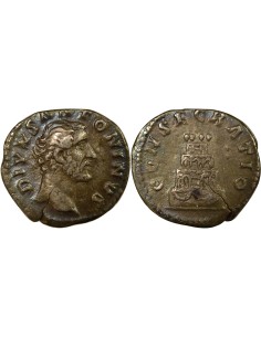 Rome Empire Antonin le Pieux Bûcher Funéraire 1 denier Argent 161 R Rome