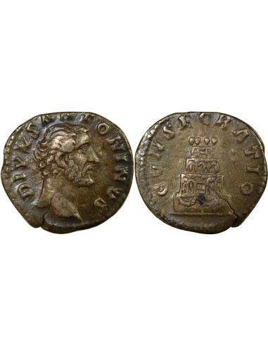 Rome Empire Antonin le Pieux Bûcher Funéraire 1 denier Argent 161 R Rome