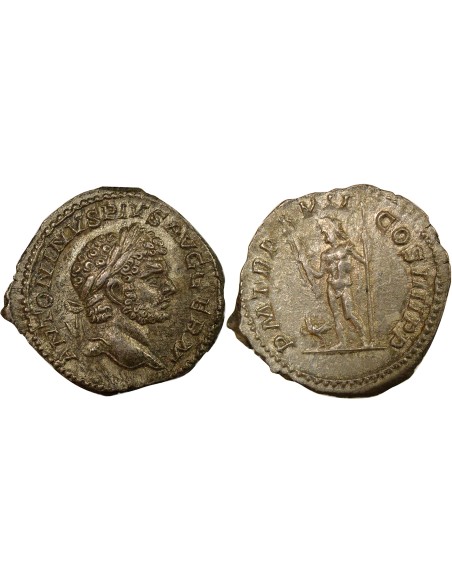 Rome Empire Caracalla Jupiter 1 denier Billon 214 R Rome
