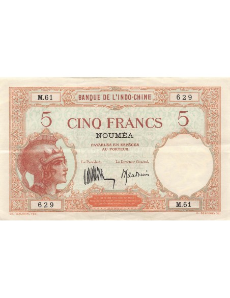 Nle Calédonie 5 francs 1926