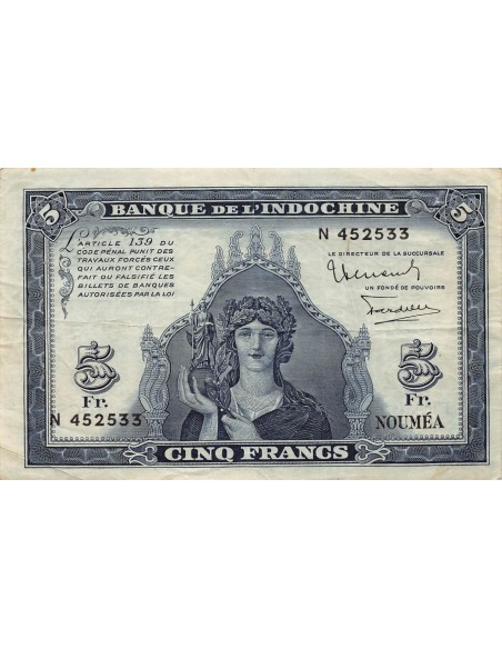 Nle Calédonie 5 francs 1944